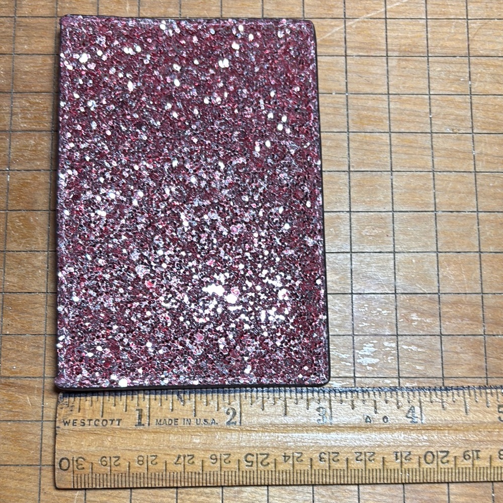 Kate Spade Card Holder Blush Leather w Glitter Back 4 3/8Lx3”H Pink Interior - Picture 16 of 17